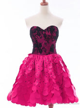 New arrivals Fuchsia Sweetheart Lace Beaded Short Homecoming Dress
